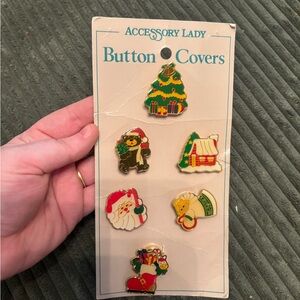 Vintage Christmas Button Covers in original packaging